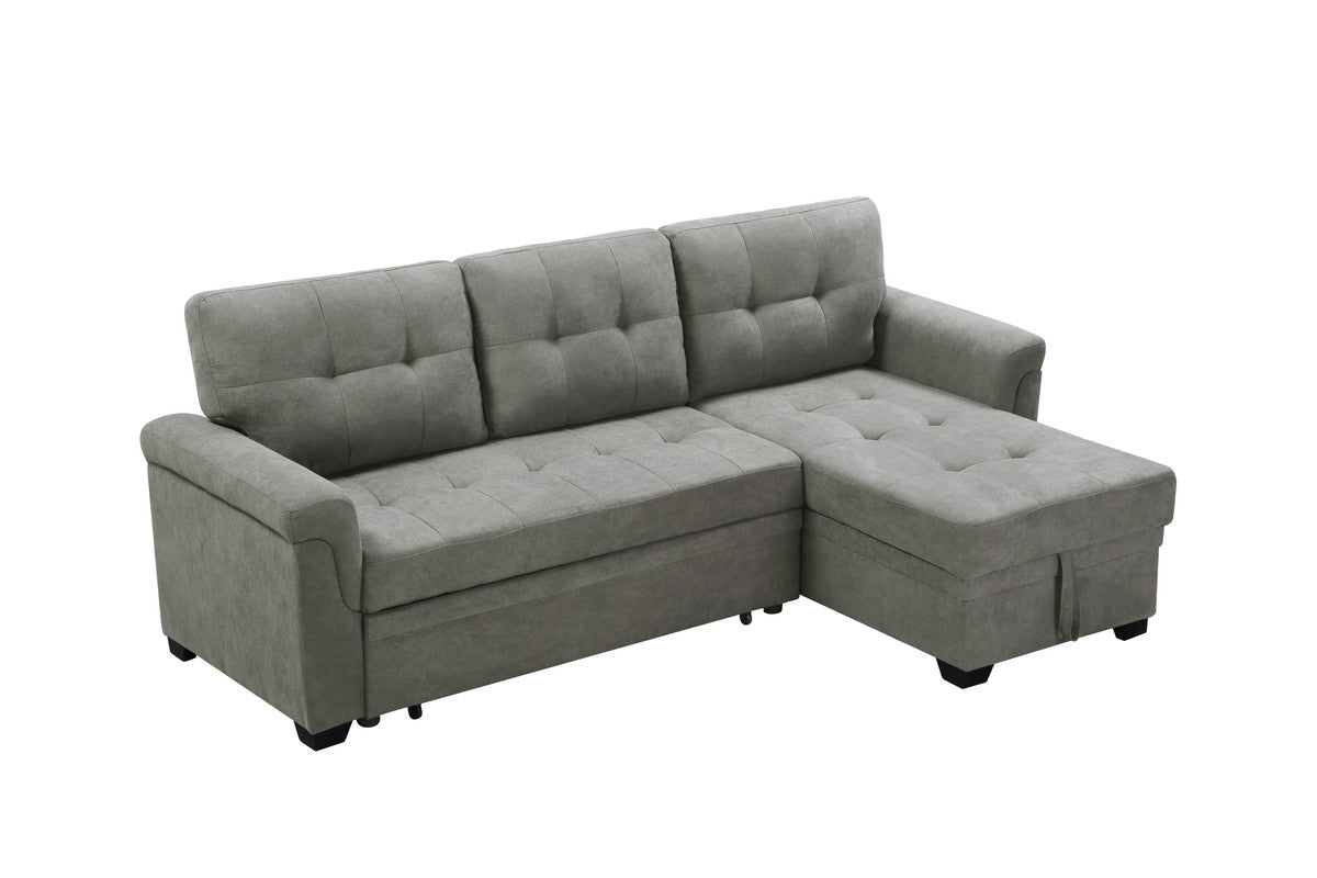 Connor Light Gray Fabric Reversible Sectional Sleeper Sofa with Storage B626062