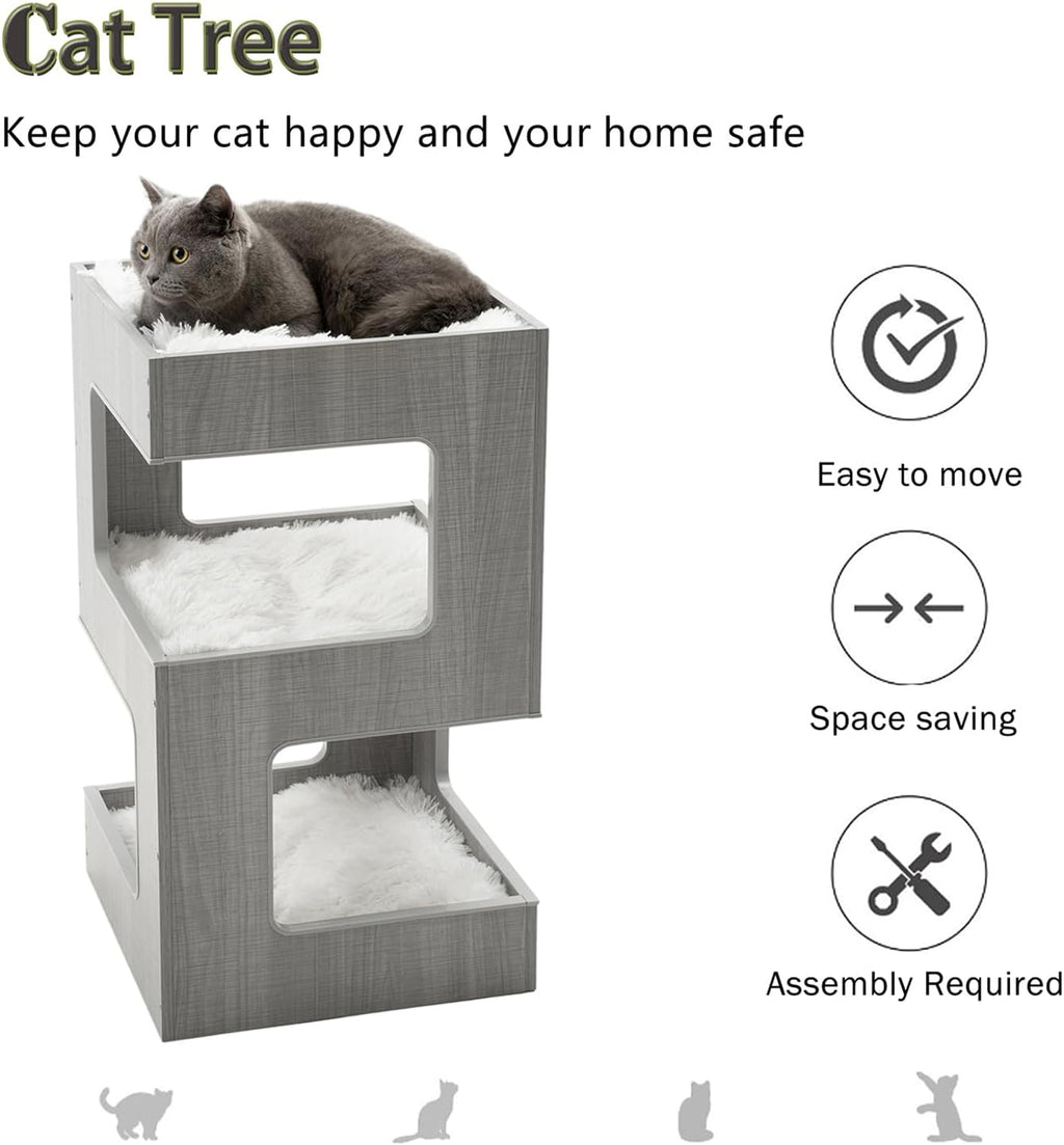 ACH Modern Cat Furniture Cat Tree Spacious Perch Multi-Level Cat Tower for Indoor Cats Z6245