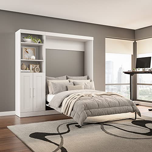 Bestar Pur Full Murphy Bed with Storage Unit, 84-inch Wall Bed in Bark Grey N390875