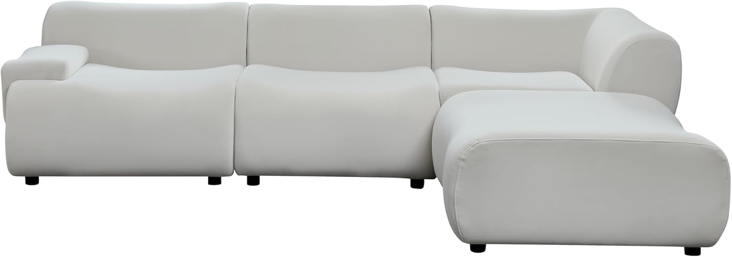 Luxury Modern Sectional Curved Sofa L-Shape Right Chaise White W737
