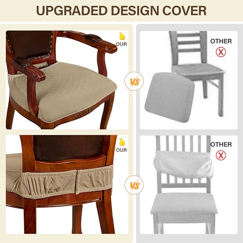 Jacquard Stretch Dining Chair Seat Covers Set of 4 with Zipper, Grey O3655