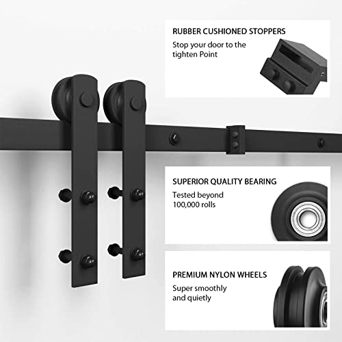 SMARTSTANDARD 6.6FT Barn Door Hardware Kit with Sliding Track, Heavy Duty, Fits 36"-40" Panels P17119