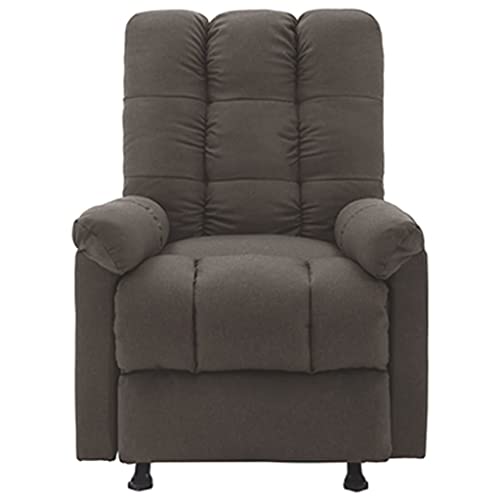 Massage Recliner Wingback Chair Brown Fabric U7191