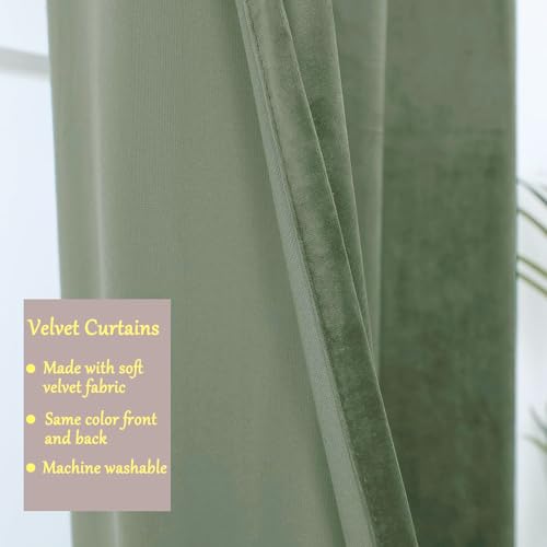 Timeper Taupe Velvet Curtains 96 inches Grommet Blackout Panels 2 Pack J2479