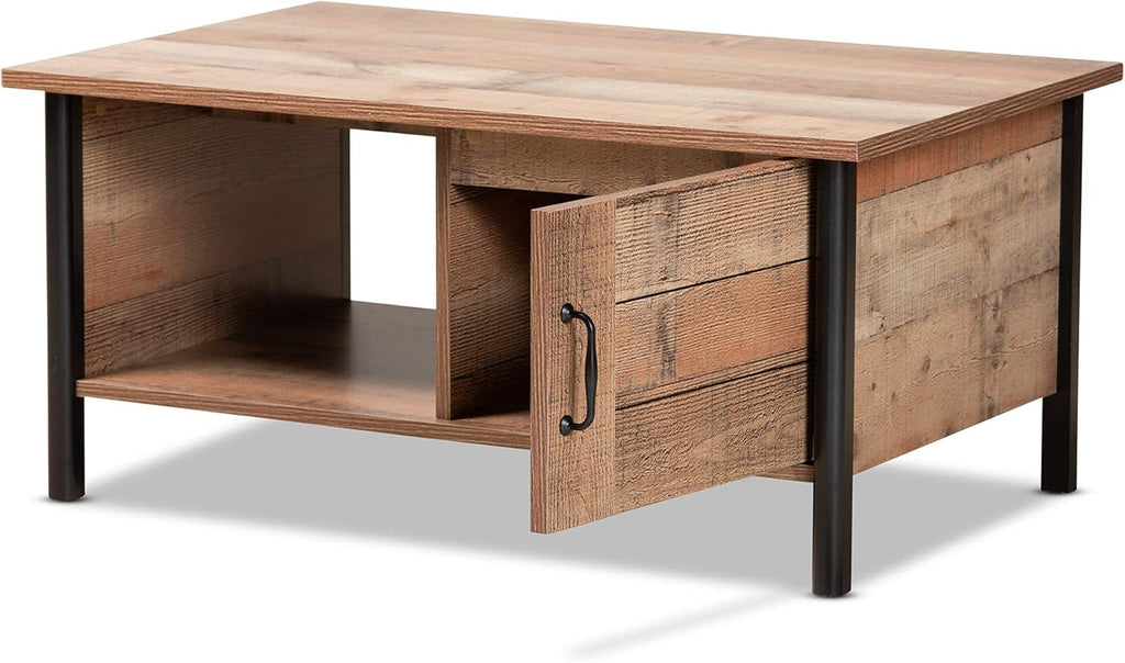 Baxton Studio Vaughan Coffee Table, Oak Brown/Black P22114