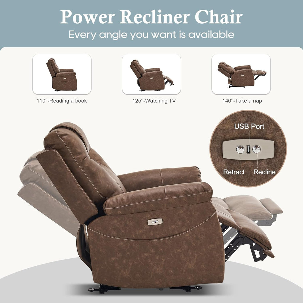 Electric Recliner Chair with Heat & Massage, USB Ports I78146