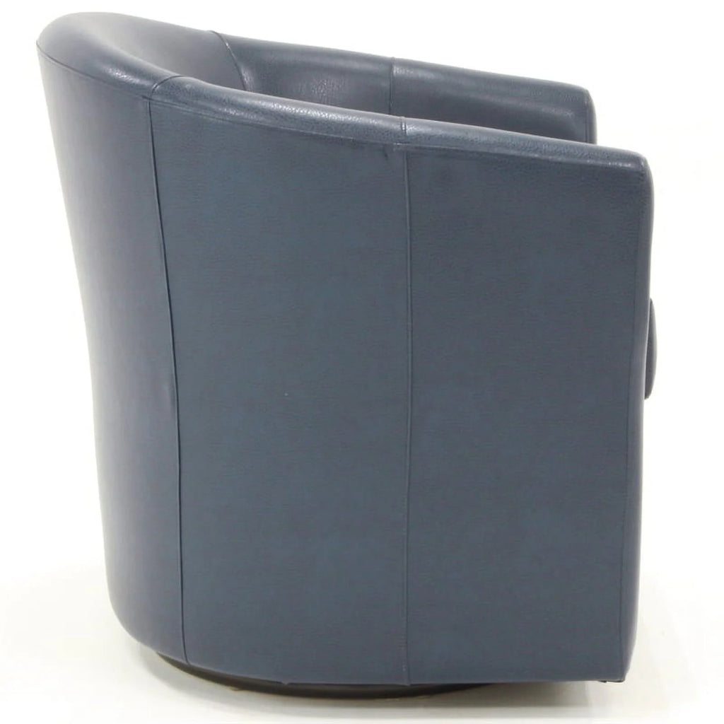 Pemberly Row Faux Leather Swivel Club Chair Blue O856501
