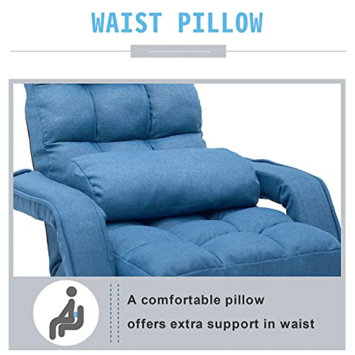 6-Position Adjustable Chaise Lounge Sofa with Armrests and Pillow, Blue B590