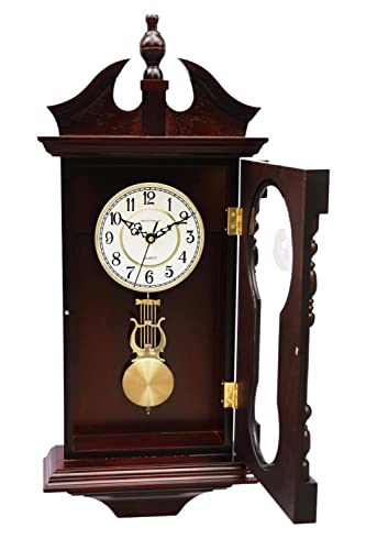 Grandfather Wall Clock Battery Operated Wood Pendulum with Westminster Chime K83714