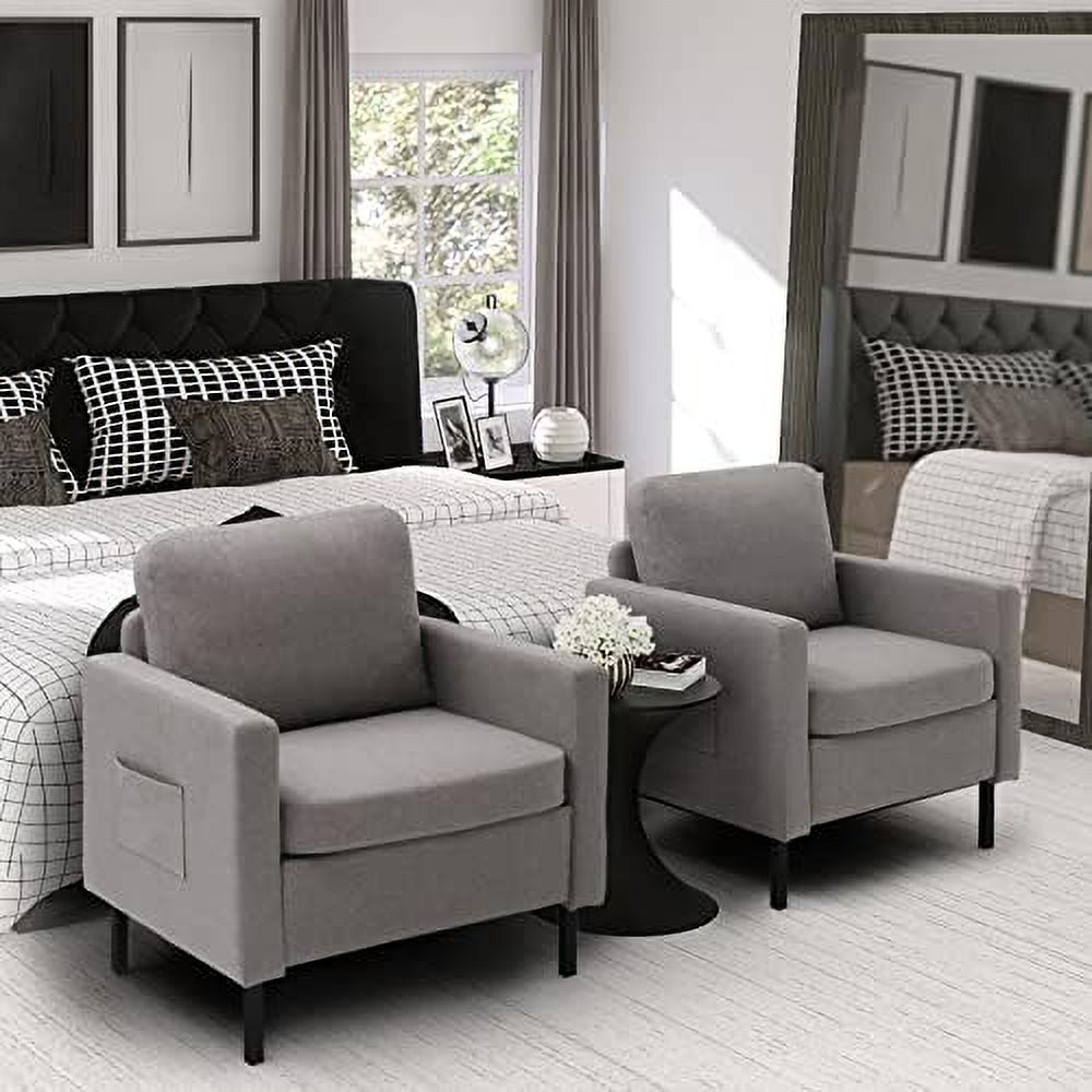 xrboomlife Mid Century Modern Accent Chair Upholstered Armchair Gray N217068