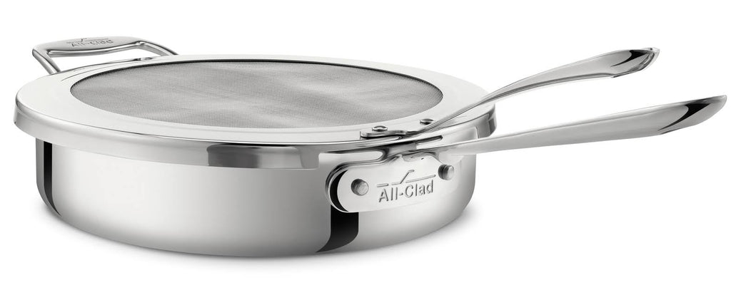 All-Clad D5 Stainless-Steel 4-Qt. Deep Saute Pan with Splatter Screen-
