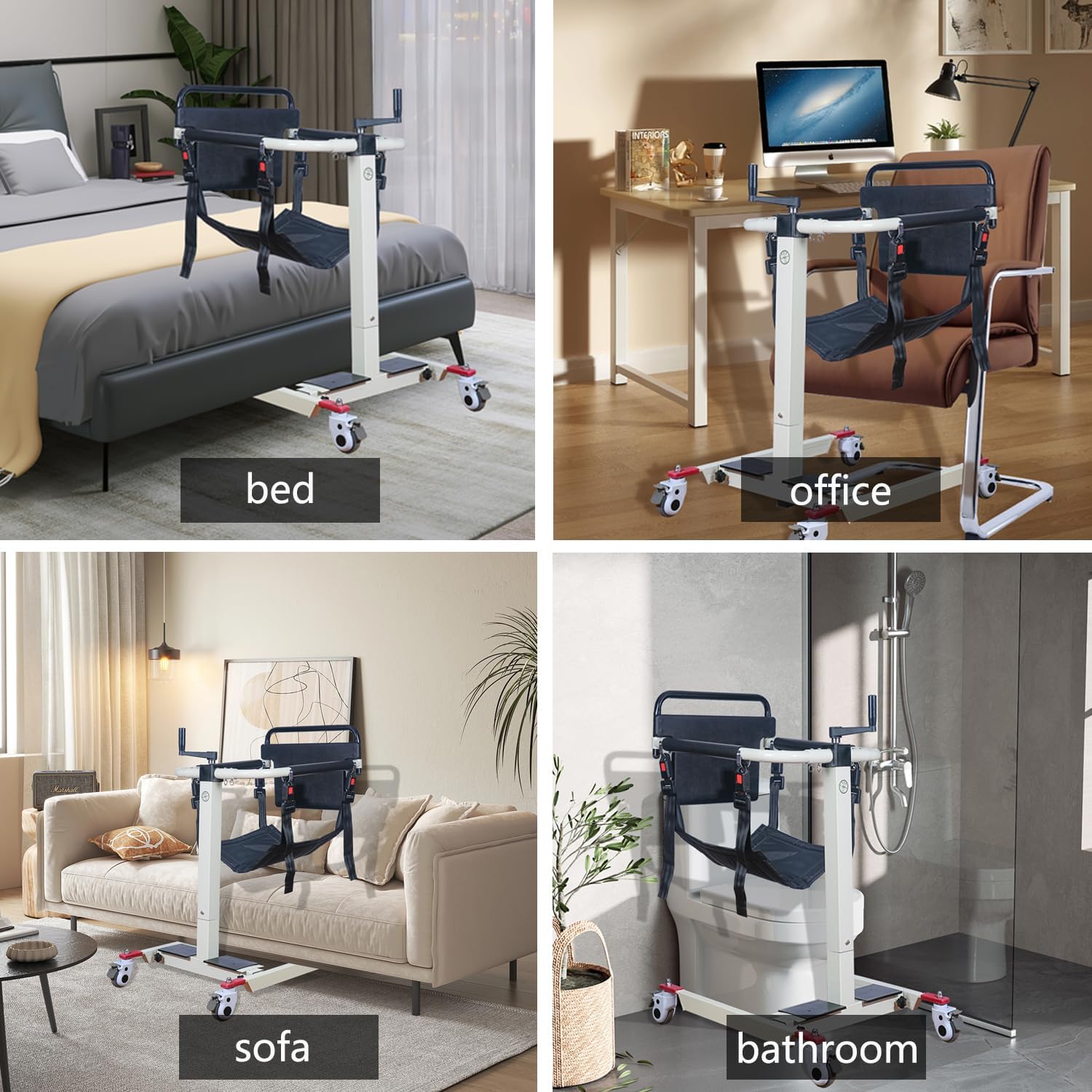 Patient Lift Transfer Chair, Height and Width Adjustable Wheelchair for Elderly and Disabled X100392