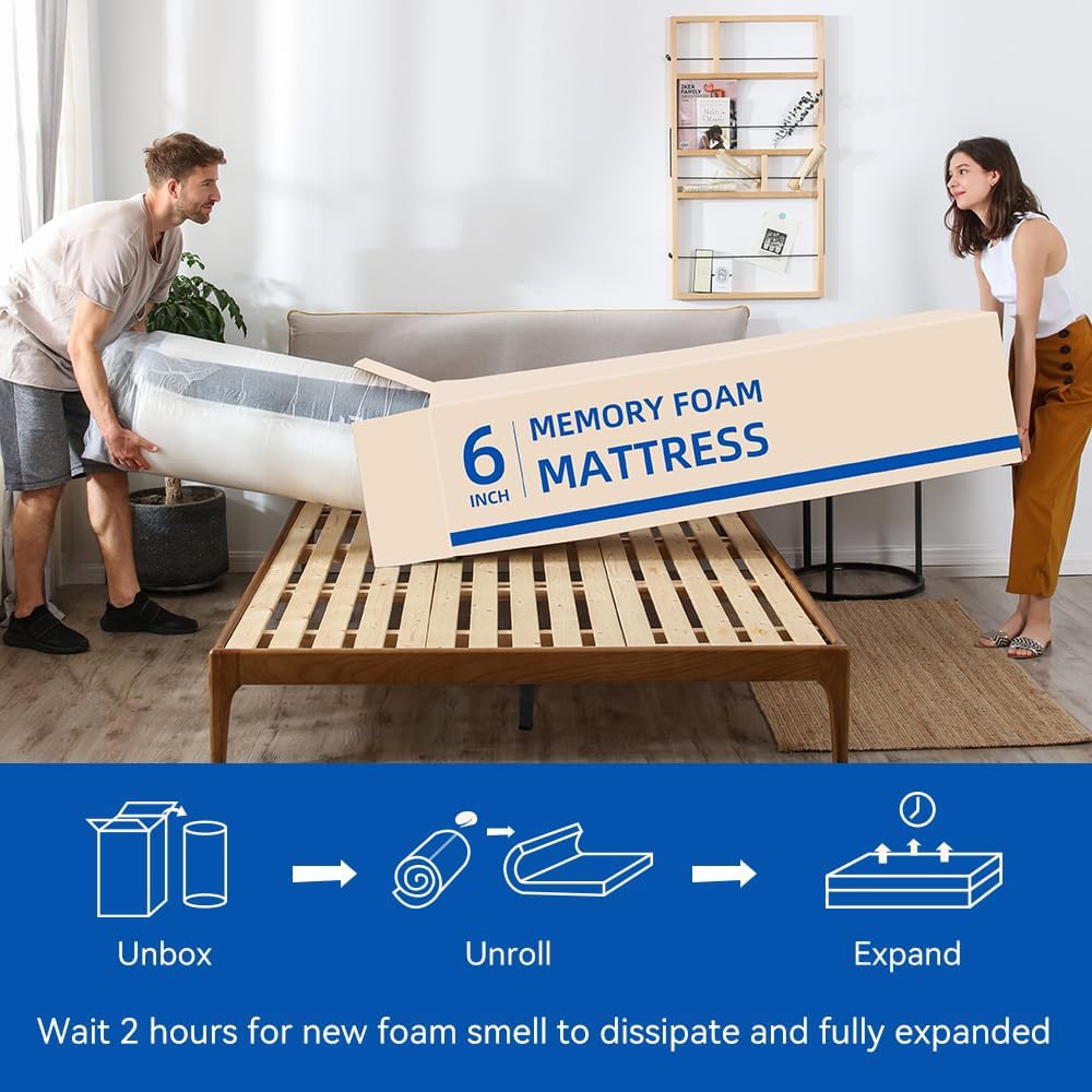 Memory Foam Mattress Full Size 10 Inch, Cooling Gel Medium Firm, Made in USA B653