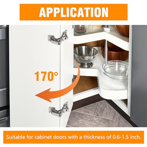 2 Pack 170° Full Overlay Concealed Door Hinge for Corner Kitchen Cabinet B760344