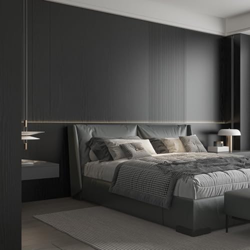 Abyssaly 24" x 118" Black Wood Self-Adhesive Wallpaper Contact Paper O46768