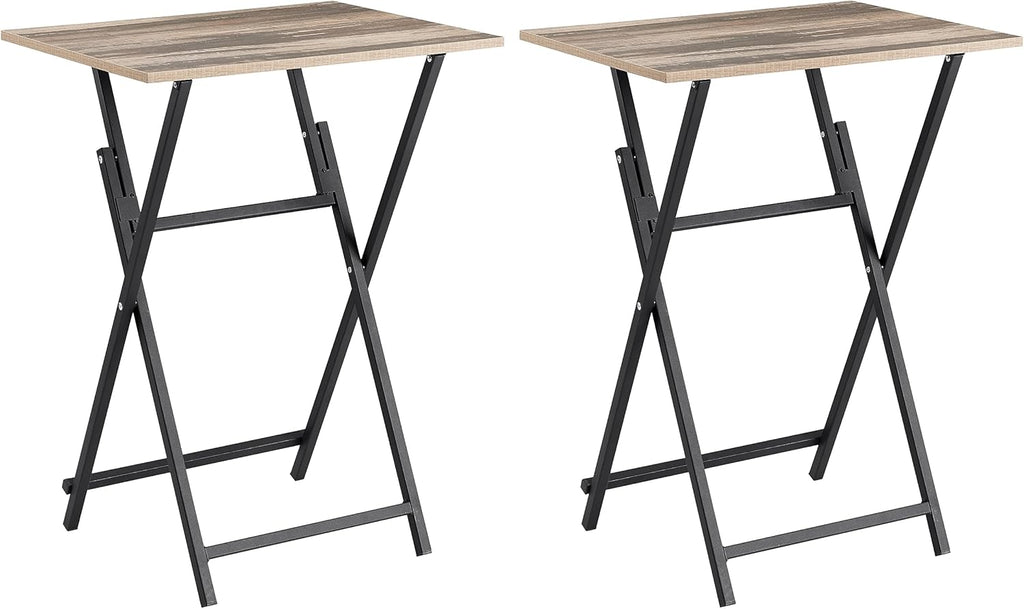 Rustic Brown & Black TV Tray Table 2-Piece No Assembly Required Easy to Fold Portable Tables Compact Furniture for Small Spaces