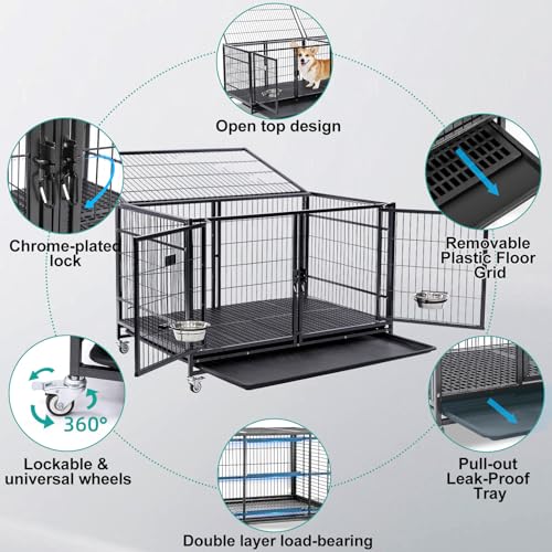 Homey Pet 43 inch Stackable Dog Crate with Divider and Tray A2333