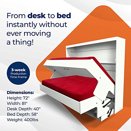 Murphy Bed with Desk, Foldable Queen Size, Summerflame C15061