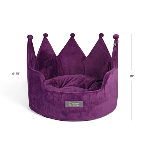NANDOG Pet Gear Crown Cozy Round Dog and Cat Bed, Washable Micro-Plush, Royal Gray 18" K691174