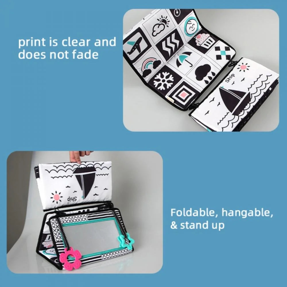 Tummy Time Floor Mirror Developmental Baby Toy High Contrast Black and White X3296