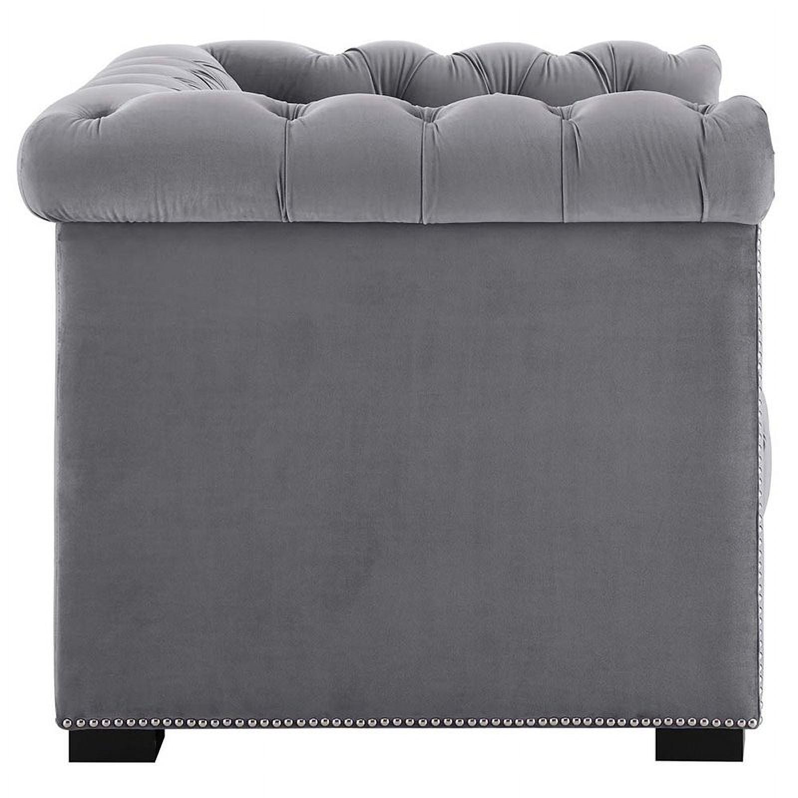 Pemberly Row Velvet Tufted Accent Chair Gray B9743