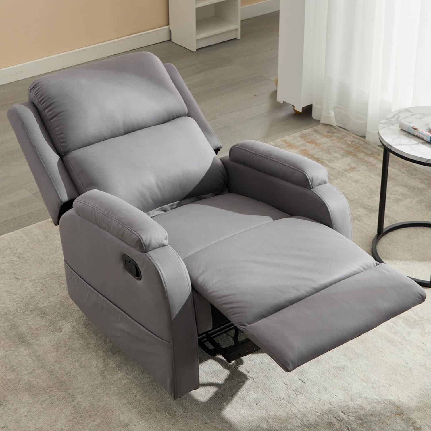 Lazy Boy Leather Recliner Chair for Adults with Adjustable Backrest V607