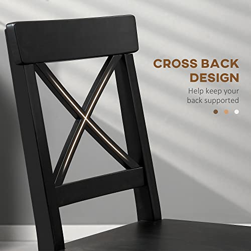HOMCOM Modern Farmhouse Dining Chairs Set of 2, Wooden Cross Back, Black M618837