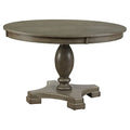 Dining Table with Fixed Wooden Top & Apron and Wooden Turned Pedestal Base, LERFAN Round Single Pedestal Kitchen Tables, 48" Dia x 30" H