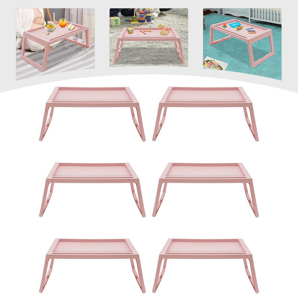 Breakfast in Bed Tray Folding Table Plastic Laptop Desk, Pink O326039