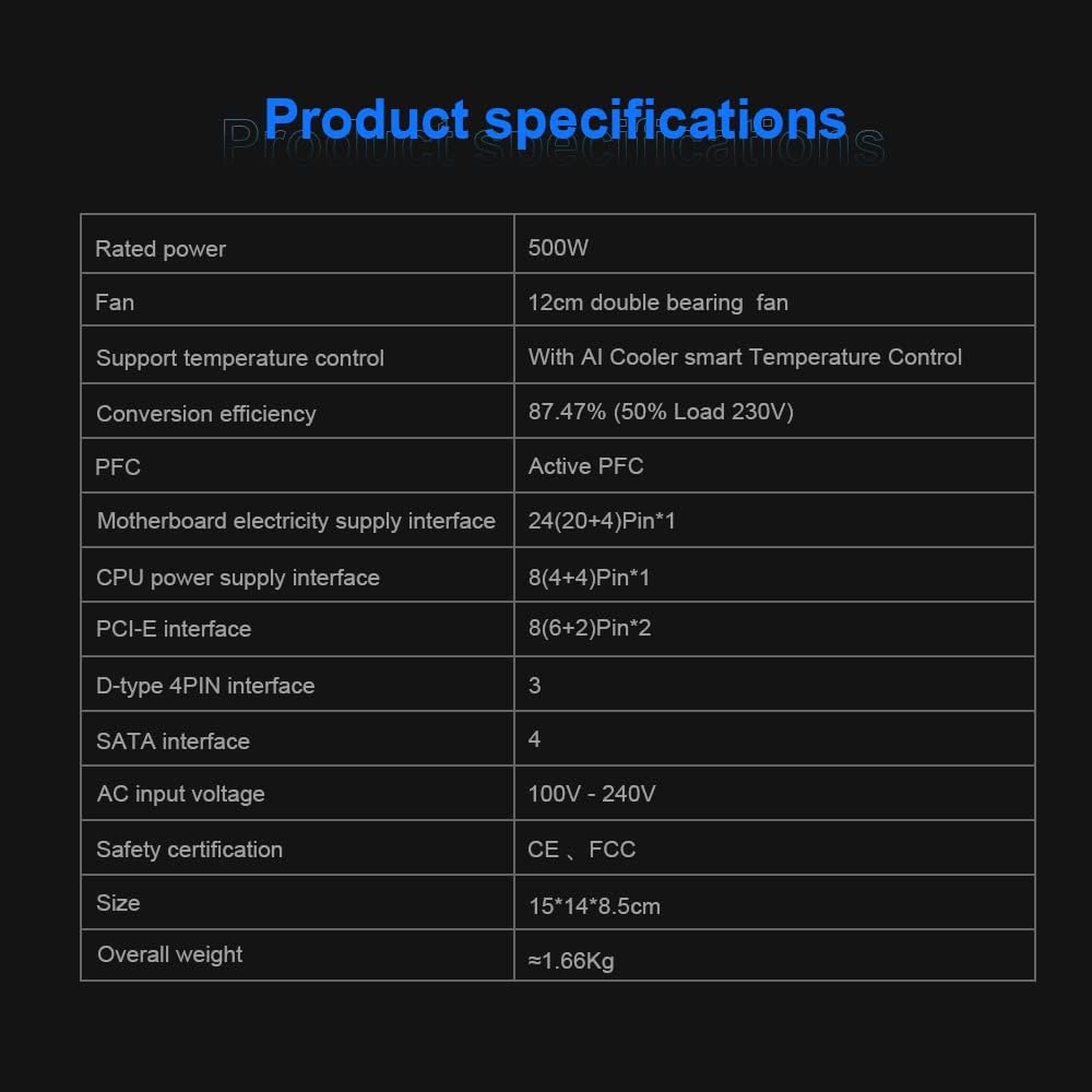 ATX 500W 80 Plus Gold Non-Modular PC Power Supply U415