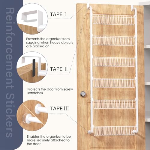 Over The Door Pantry Organizer, 6-Tier Metal Hanging Spice Rack, Black B240614