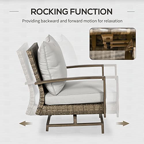 Outsunny 4 Piece Wicker Patio Furniture Set with Rocking Chairs, Loveseat, and Table T232