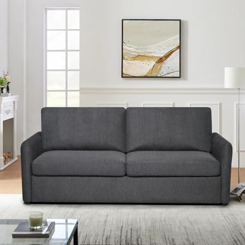 Sleeper Sofa Couch with Pullout Bed, Convertible Queen Size, Dark Grey Q469258