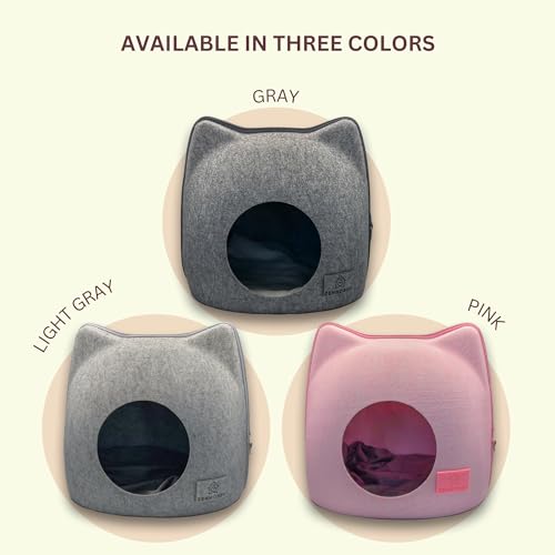 Cat wool cave bed for indoor cats, grey E128