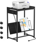 NOVIMANGO Black Record Player Table, Vinly Turntable Stand, Vinyl Record Player Stand End Table with Charging Station Bedroom Nightstand 2 Tier Records Player Holder for Living Room Office