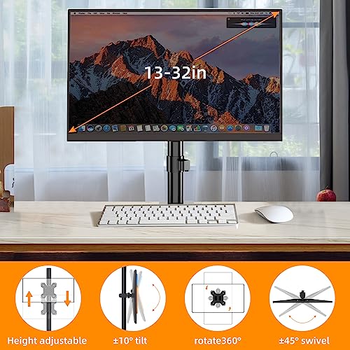 Pholiten Monitor Mount for 13-32" Screens, Adjustable Single Desk Stand, VESA 75x75/100x100mm S87837