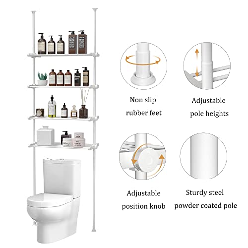 Adjustable Over The Toilet Storage Shelf 4 Tier Metal Rack White T2519