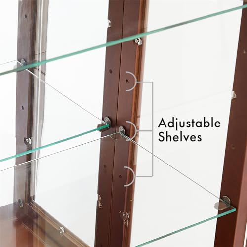TRIPLE TREE Lighted Display Cabinet with Glass Doors, Oak I94774