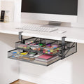 Under Desk Drawer Organizer No Drilling Under Desk Storage Drawer Metal Under Desk 2 Drawer Slide Out Drawer Clamp On Suitable for Home and Office (Large 15.6x12x4.7 Inches)