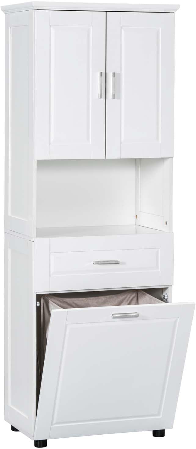 Tilt Out Laundry Hamper Cabinet with 2 Doors and Adjustable Shelf L542579