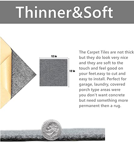 Self Adhesive Carpet Tiles 12" x 12" Non-Slip Peel and Stick, 12 Tiles per Carton Z26063