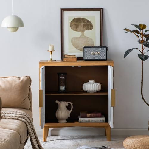 Farmhouse Sideboard with Leaf Design Doors, Freestanding Storage Cabinet N89761