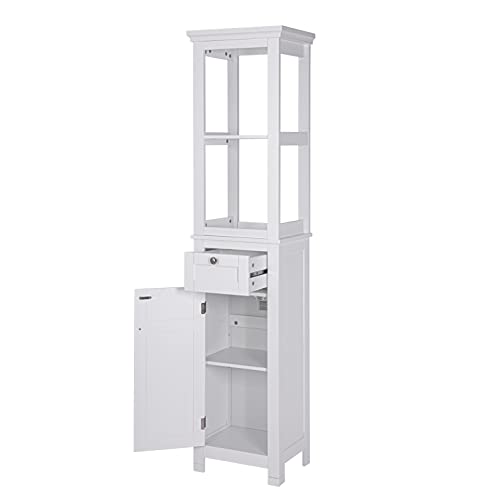 Spirich Home Bathroom Freestanding Storage Cabinet with Two Tier Shelves, White Q83842