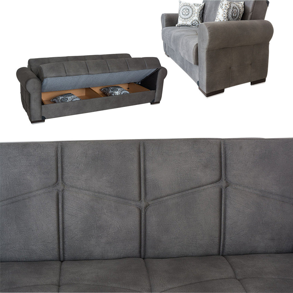 Togo Gray Tufted Back Sofa Bed W228