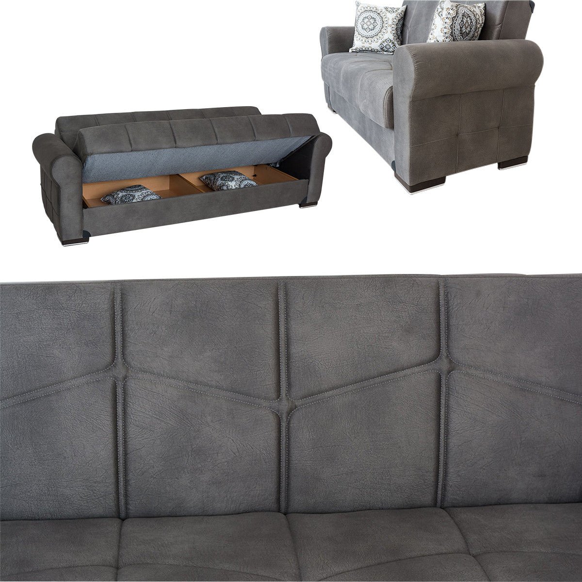 Togo Gray Tufted Back Sofa Bed W228