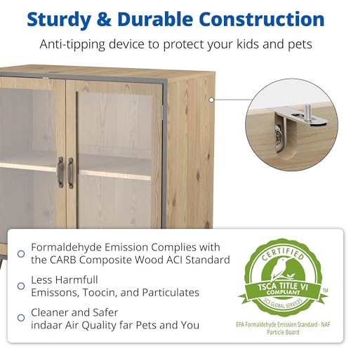 Cozy Castle Buffet Sideboard Cabinet with Storage, 2 Acrylic Doors W352