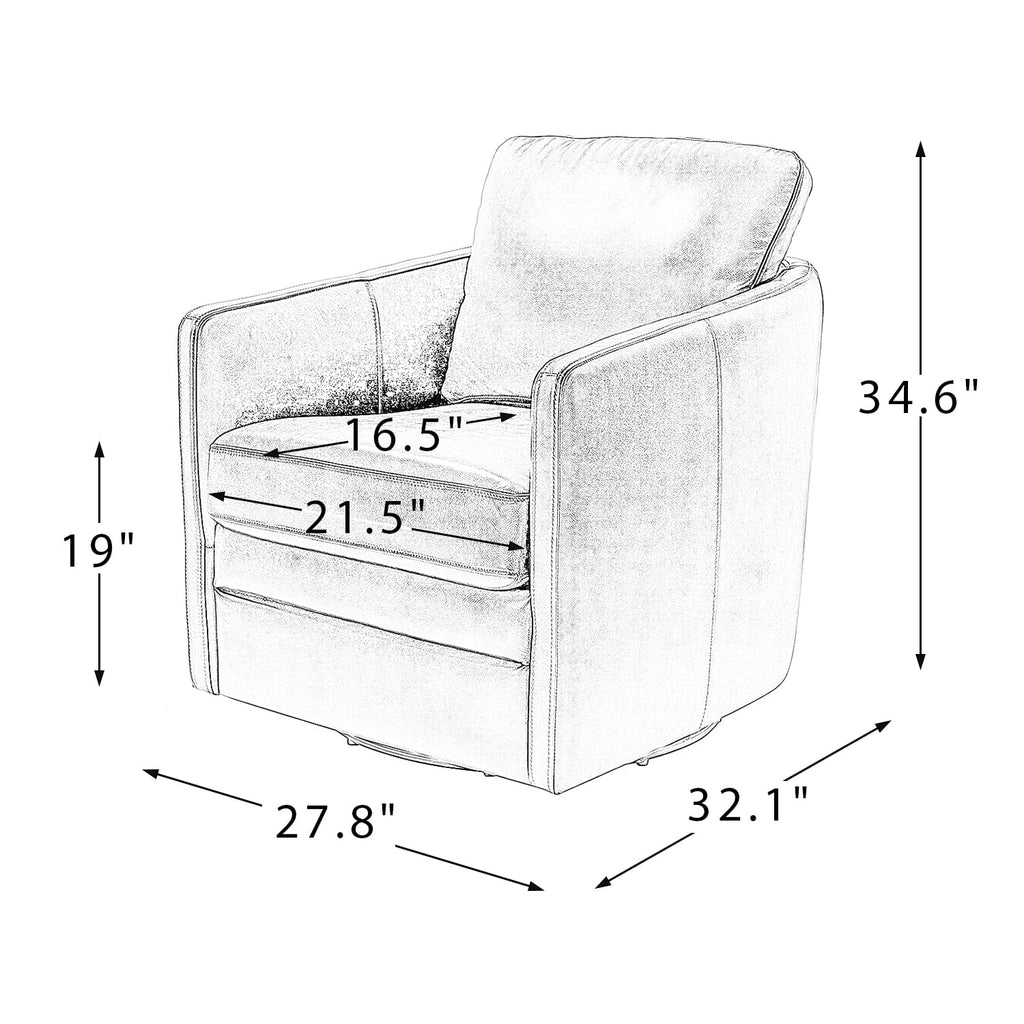 ARTFUL LIVING DESIGN Faux Leather Swivel Accent Chair with Arms Y74991