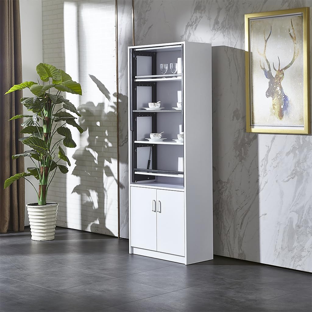 Wall Mounted Fold-Out Writing Table with 4-Tier Storage Shelf A330