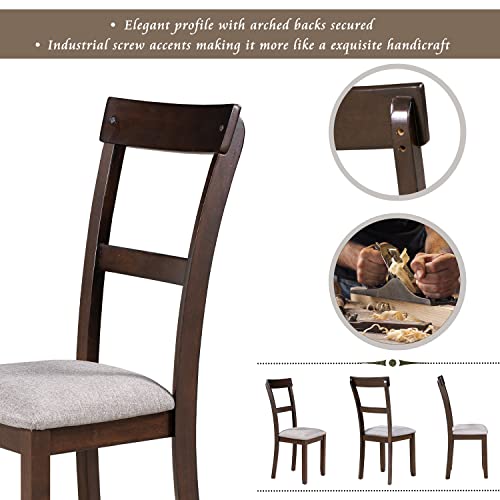 Merax 5-Piece Dining Table Set with 4 Upholstered Chairs, Espresso R31163