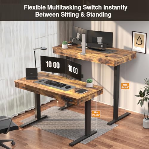 Height Adjustable Electric Standing Desk 48 x 24 Inches Sit Stand Desk Wood Workstation for Home Office P3325